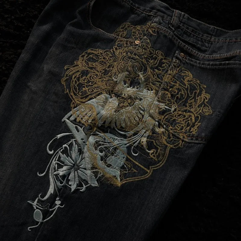 Streetwise Baggy Embroidered Jeans