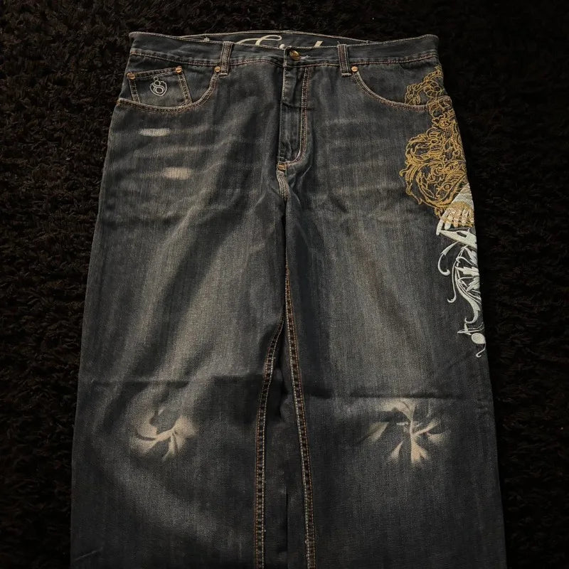 Streetwise Baggy Embroidered Jeans