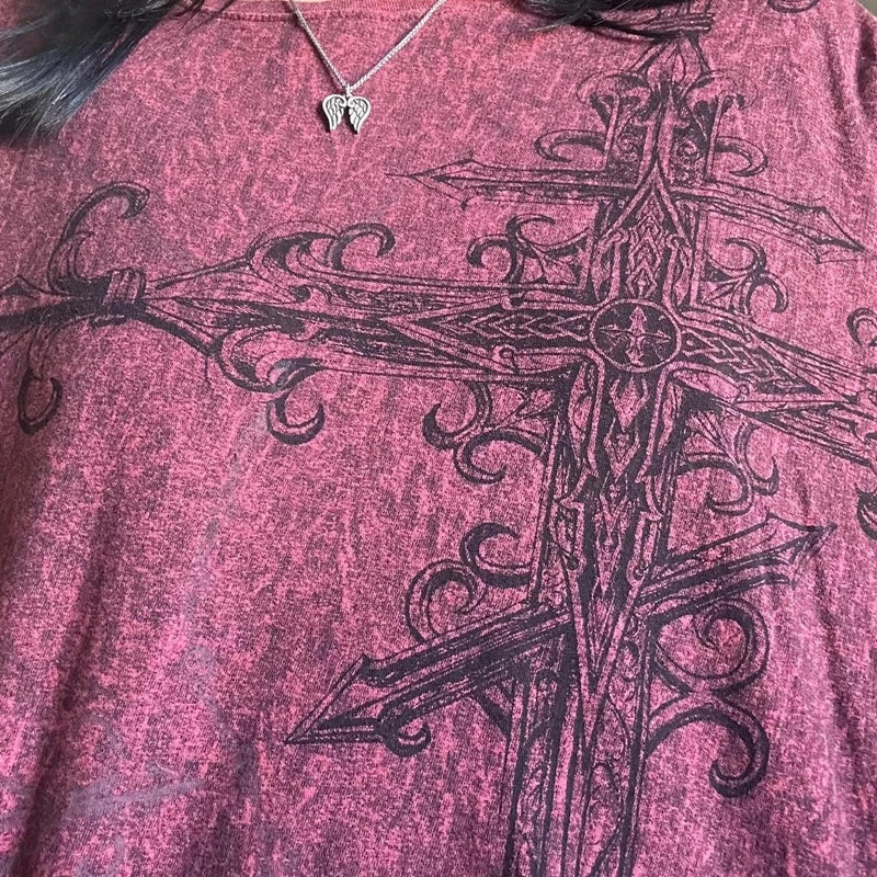 Vintage Patchwork Grunge Loose Long-Sleeve Tee