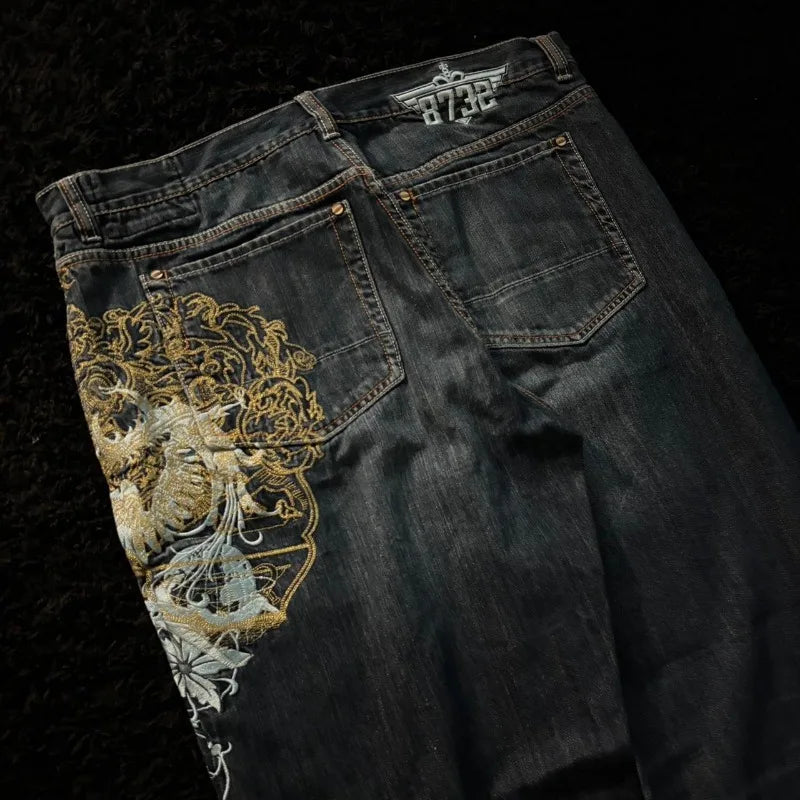 Streetwise Baggy Embroidered Jeans